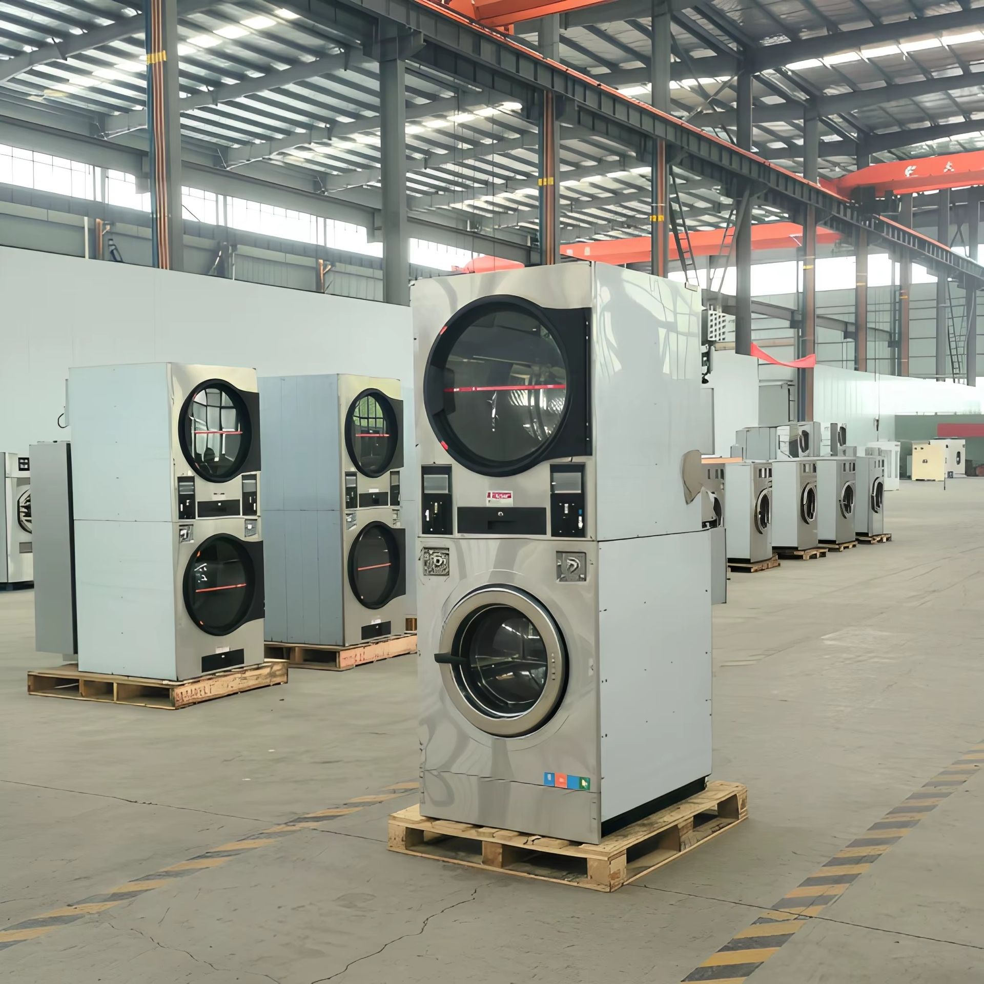 Commercial Electric Stack Washer Dryer Stainless Steel Coin Operated Space-Saving Laundry Equipment for Laundromat Hotel