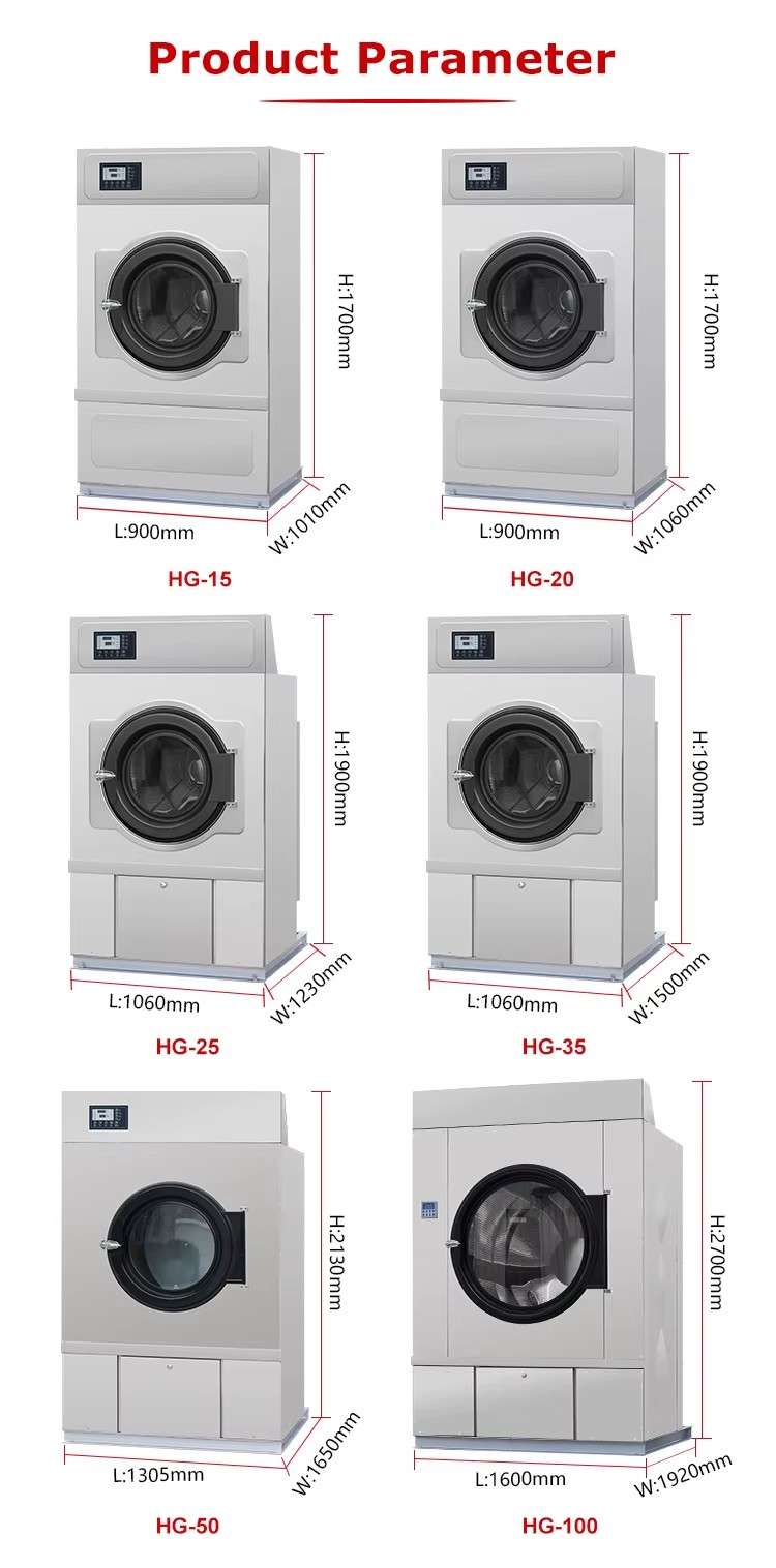 Wholesale 15kg-100kg Industrial Laundry Drying Machine Commercial Tumble Dryer for Hotel Hospital Automatic Laundry Equipment