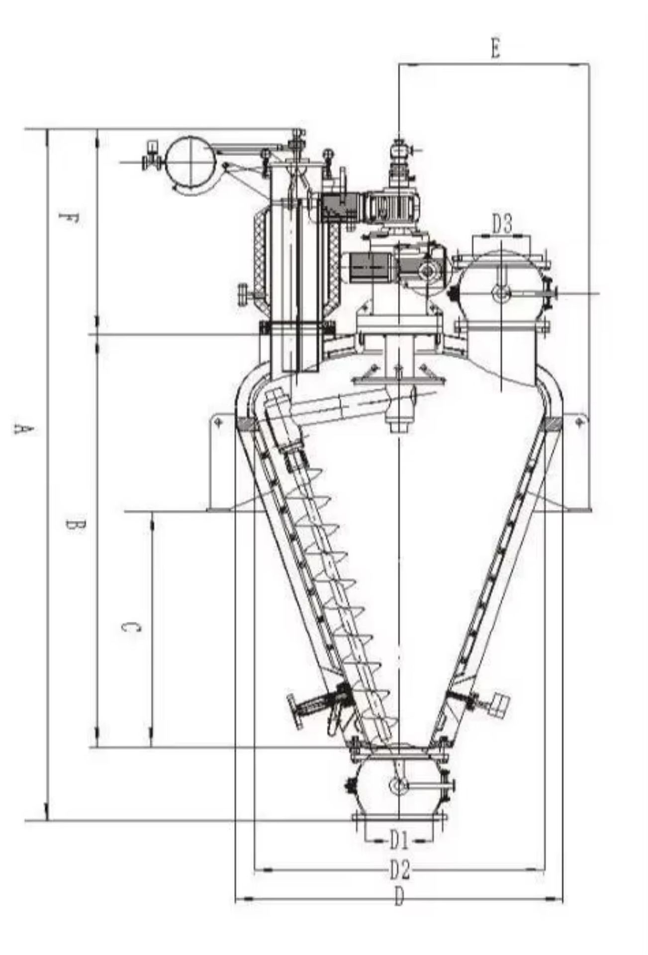 High Quality SUS304/316 Food Industry Single Conic Screw Vacuum Dryer Mixer Machine