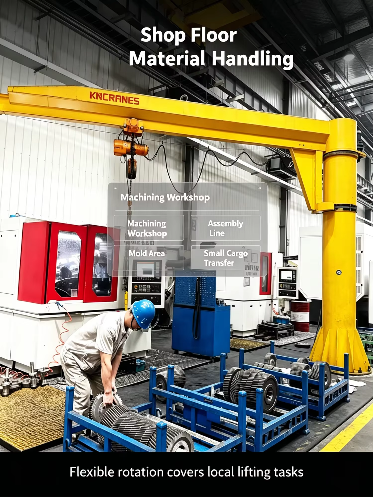 Industrial 1-5 Ton Jib Crane with 10m Lifting Height Chain Hoist Floor Mounted Column Crane for Workshop Price