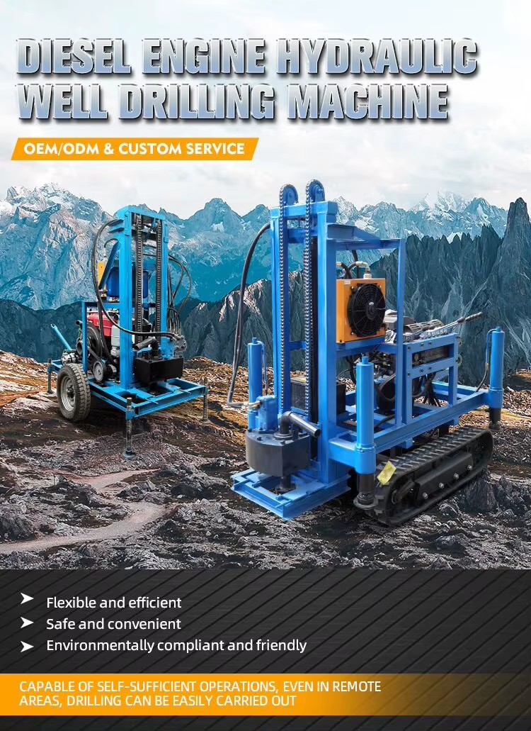 More Powerful 100m 150m 200m Small Mine Water Well Drilling Rig Machine Hydraulic Borehole Drilling Rig for Water Well