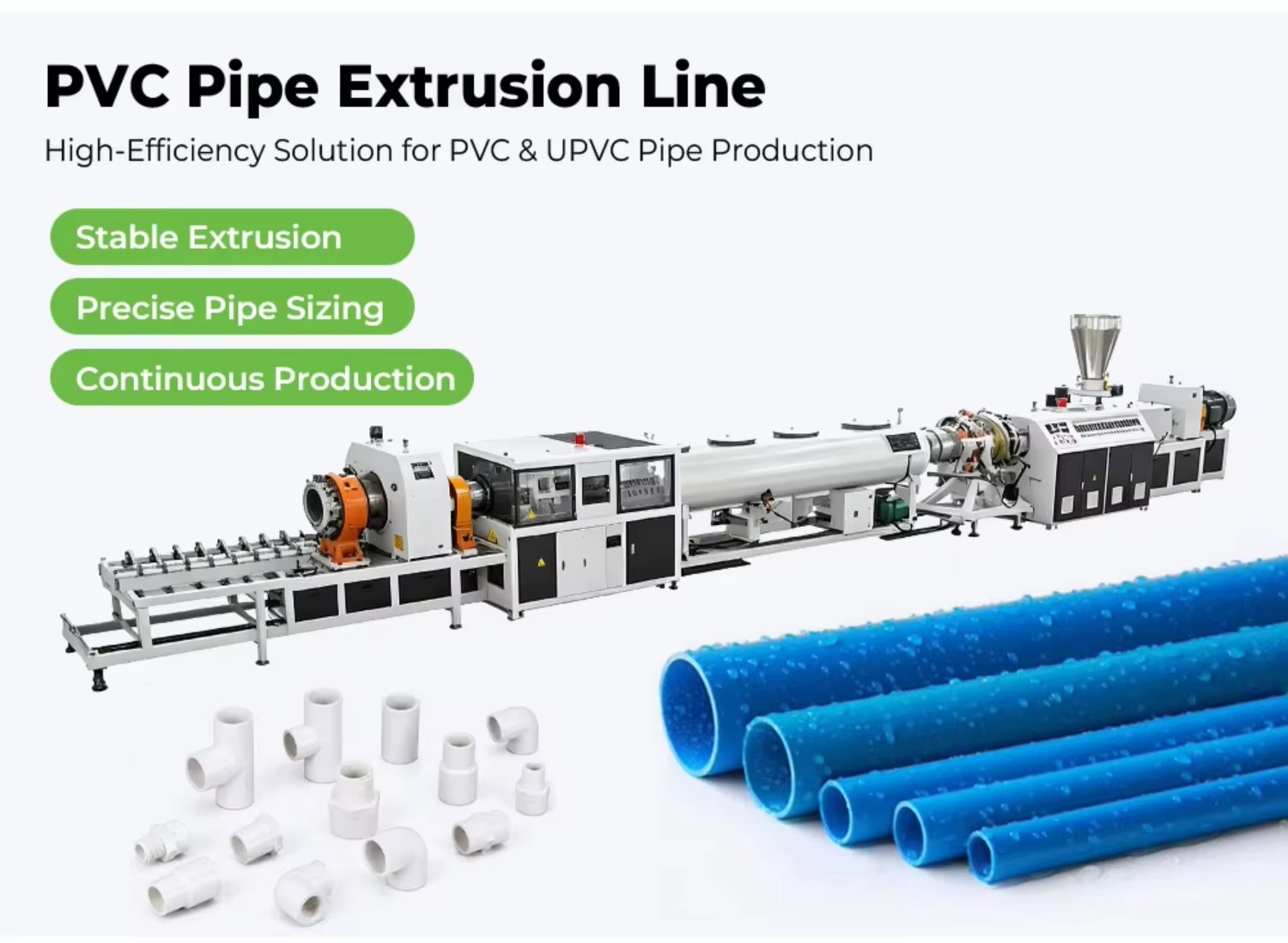 High Speed PVC Pipe Extrusion Line PVC Pipe Extrusion LineFor Domestic Water Supply PVC Pipe Extrusion Line