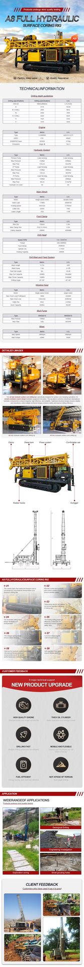 Diamond Core Drilling Rig Portable Mining Exploration Rig Rock Core Drill Diesel Engine Hydraulic System Mining