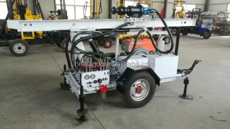 Trailer Water Well Drilling Rig Mine Drilling Rig With Mud Pump & Air Compressor