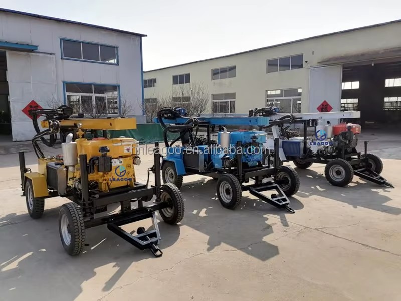 Trailer Water Well Drilling Rig Mine Drilling Rig With Mud Pump & Air Compressor