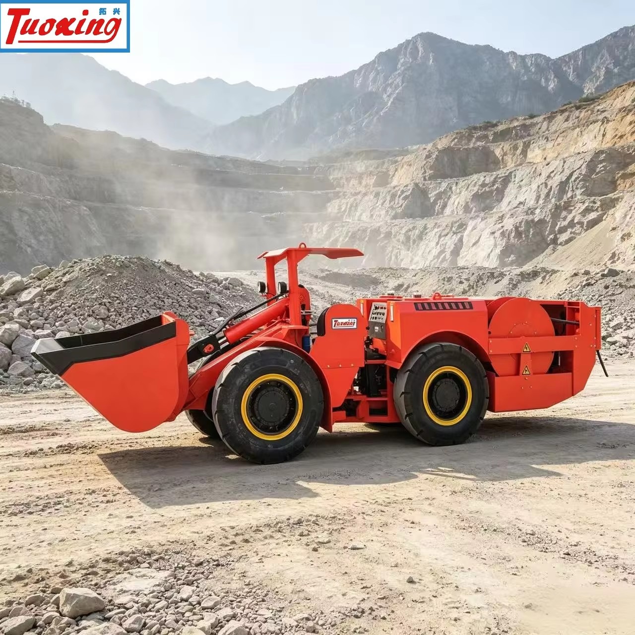 Tuoxing TC-0.75E 0.75 Yardas Small Electric Mining Equipment LHD Underground Loader 110 kW Energy Saving 0.75m Bucket