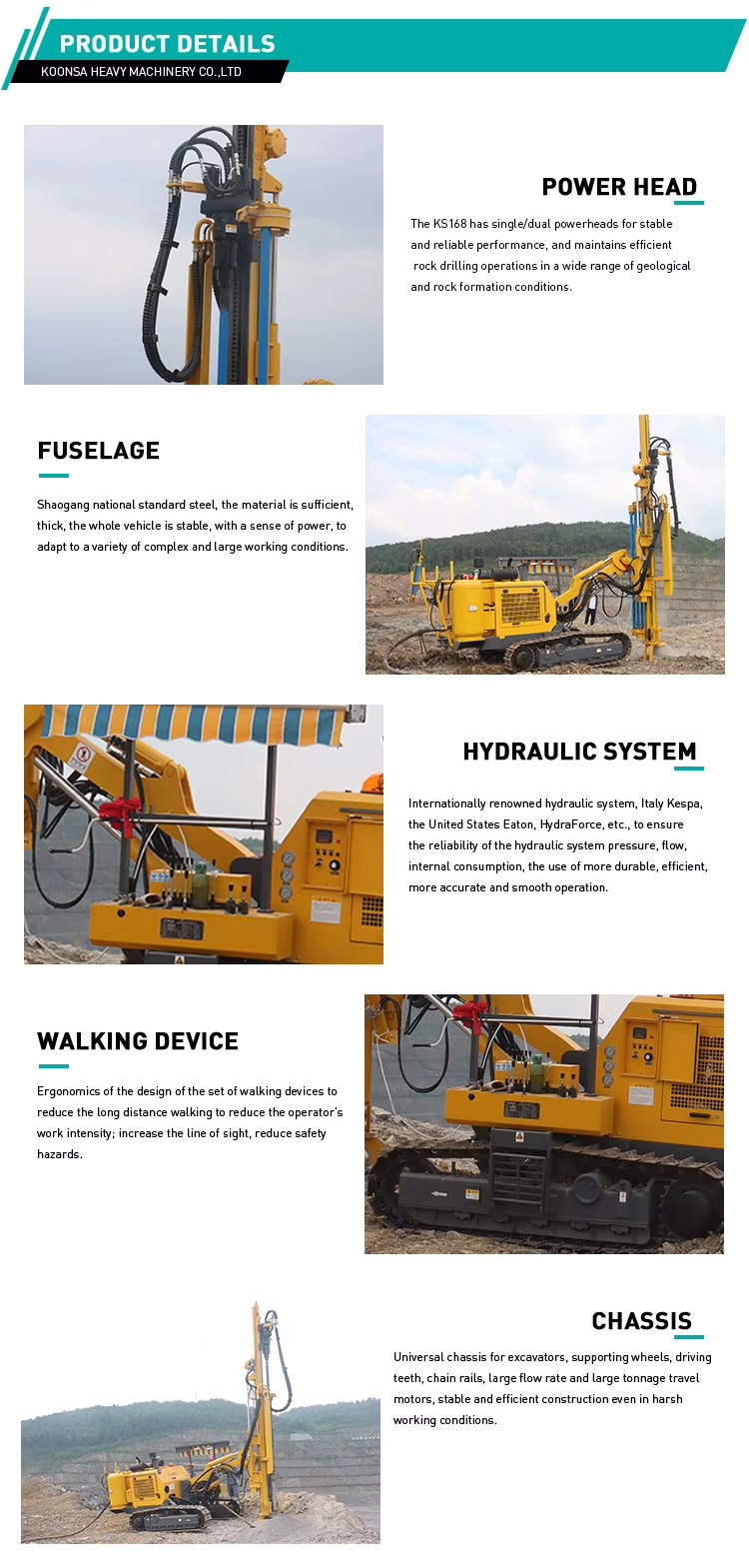 KS368 High Quality Hydraulic DTH Drill Rig 100m Depth Blast Hole Drilling Machine for Coal Mining Quarry & Construction