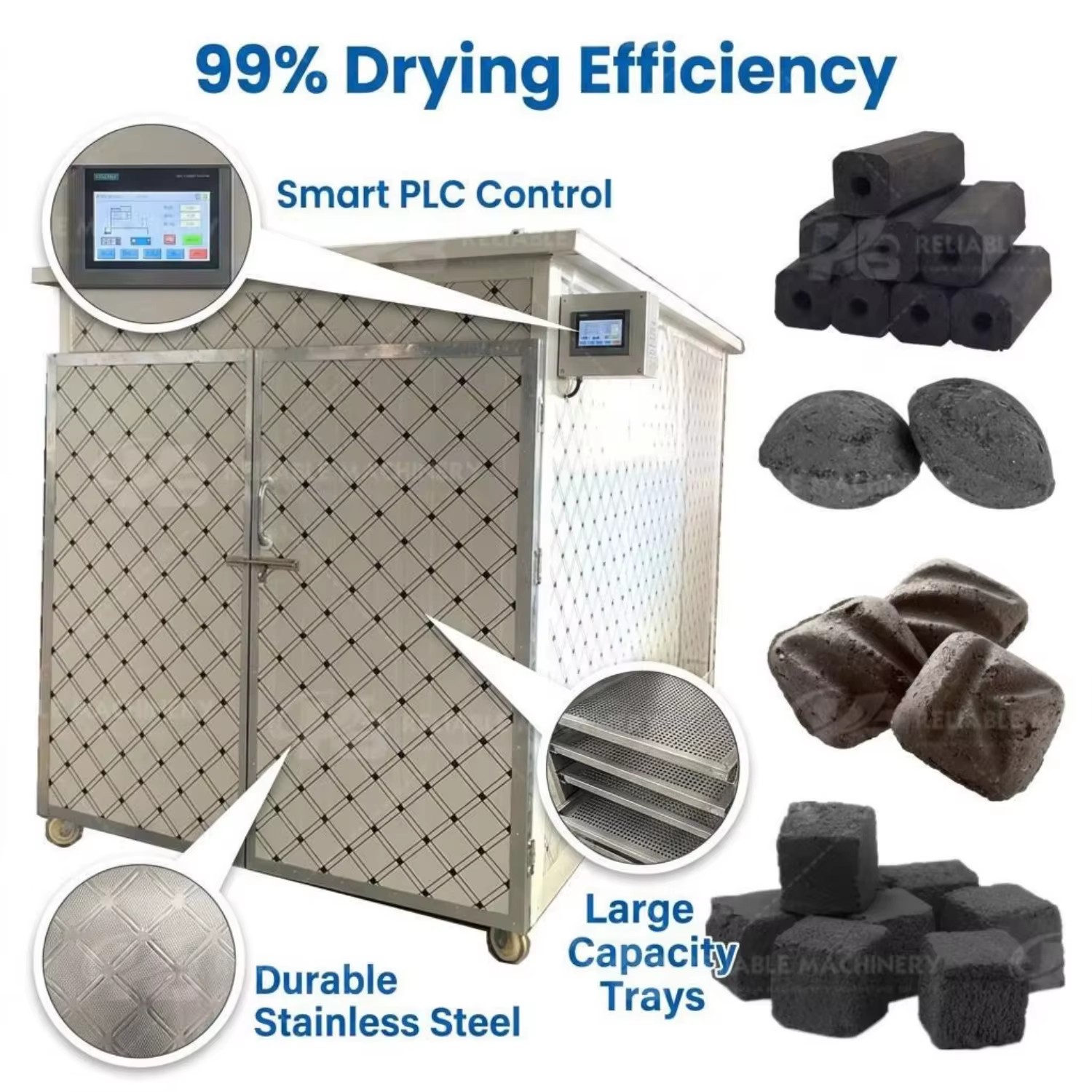 Factory Price Energy Saving Box Drying Machine for Charcoal Briquettes Commercial Tray Cabinet Dryer Equipment