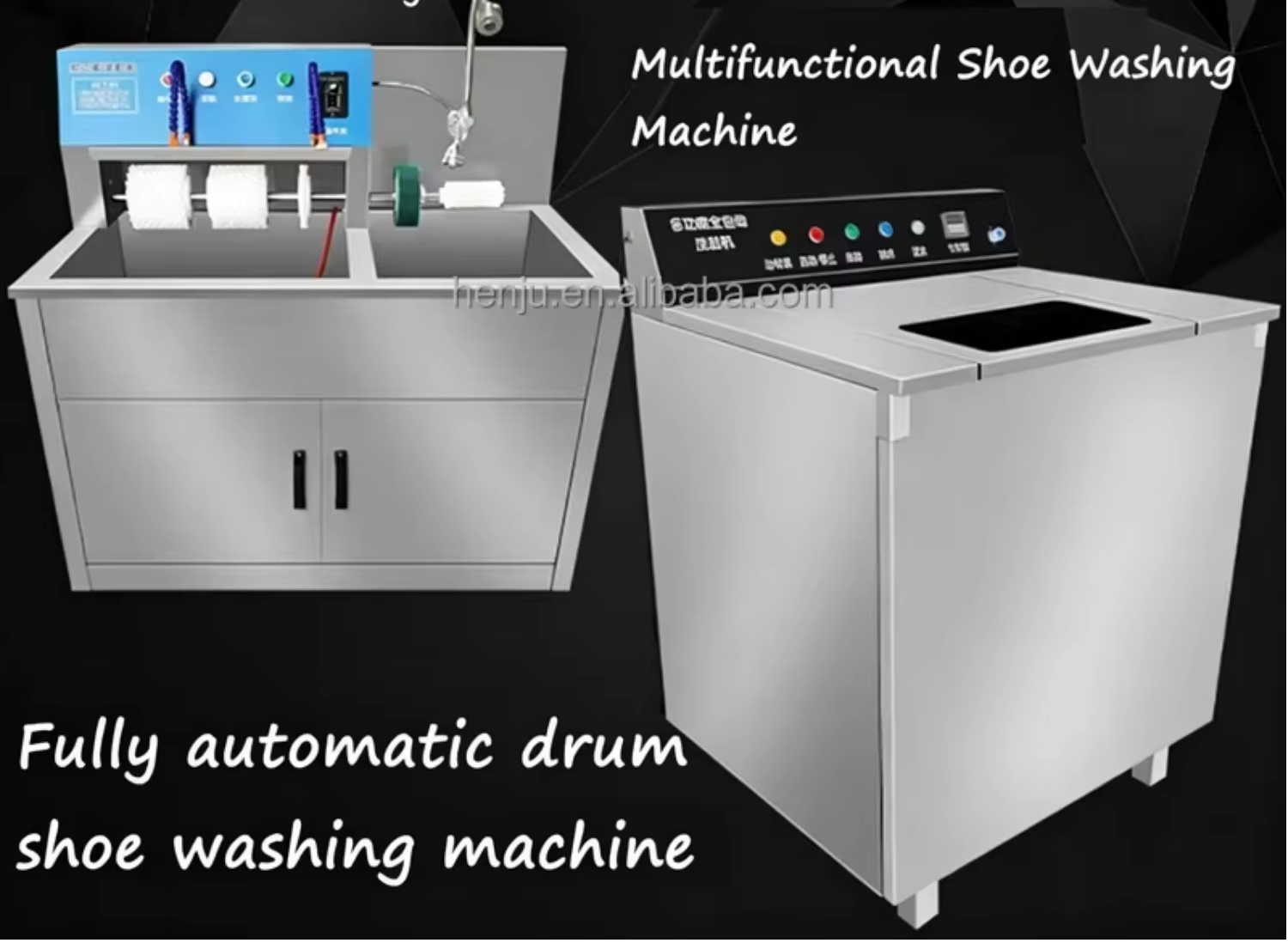 Commercial Semi-Auto Shoe Washer Dryer Combo, Hand Brush Machine Double/Single Slot for Sneakers Canvas