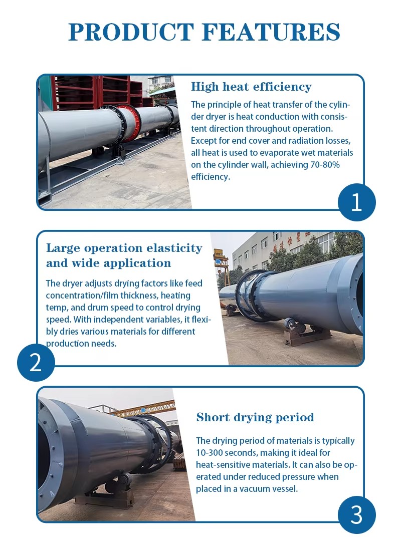 Small Single Rotary Drum Dryer with Electric Heating and Bearing for Chemicals Processing Energy Saving Drying Equipment