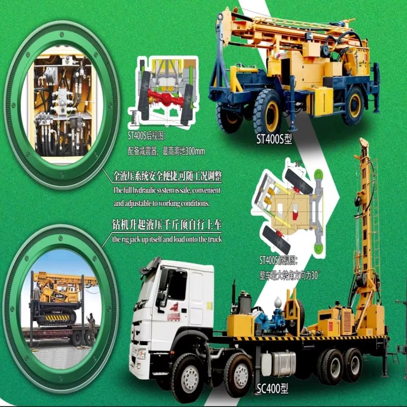Pneumatic Hole Drilling Rig 325mm Large-Diameter Water Well & Mining Hard Rock Drilling Rig 400m Deep