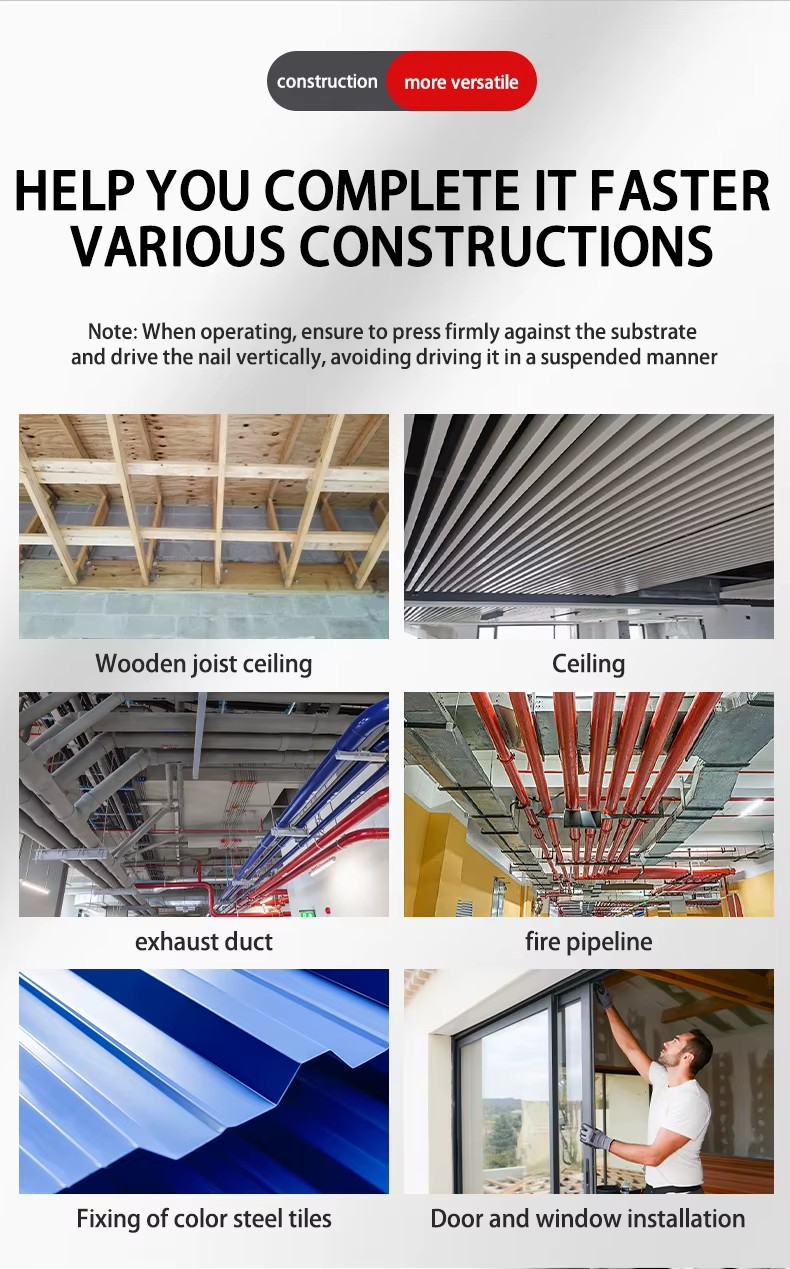 All-Steel Mini Nail Gun Concrete Nail Gun Suspended Ceiling Equipment Wiring Trough Water Installation for Ceiling Decorations