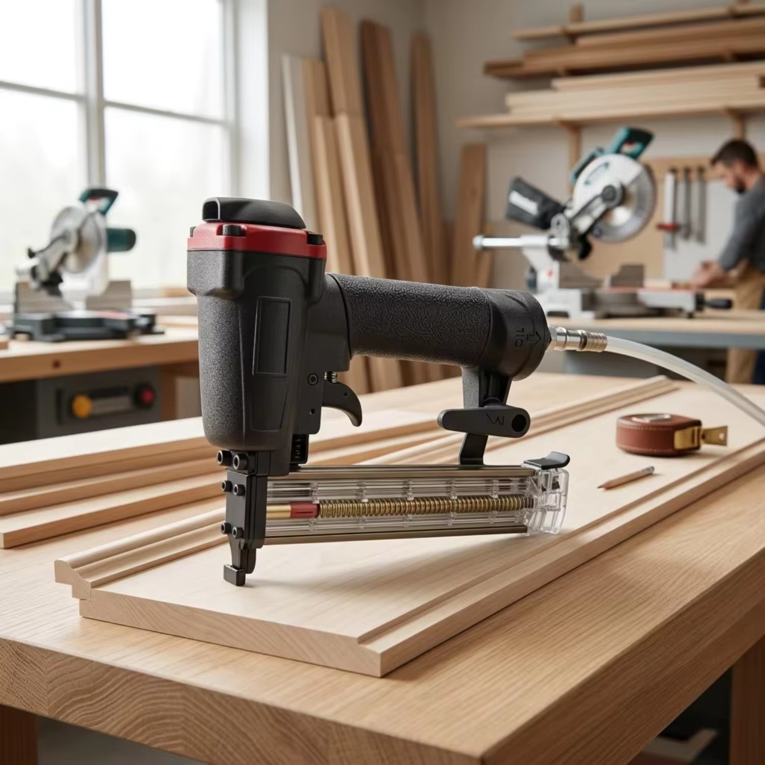 F32 18GA 1-1/4'' Brad Nailer Air Nail Gun Aluminum Alloy for Furniture Woodworking Trim Workshop