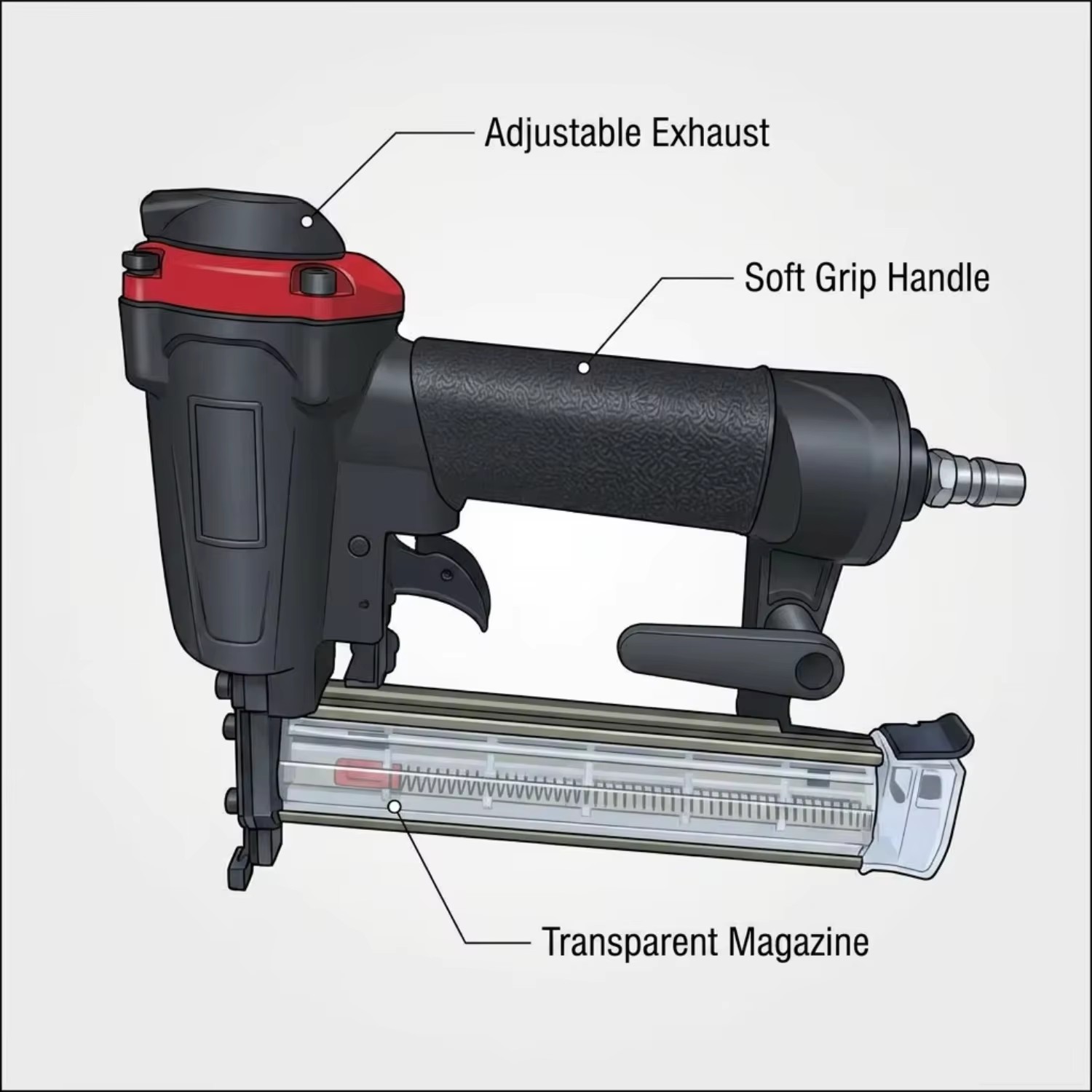 F32 18GA 1-1/4'' Brad Nailer Air Nail Gun Aluminum Alloy for Furniture Woodworking Trim Workshop