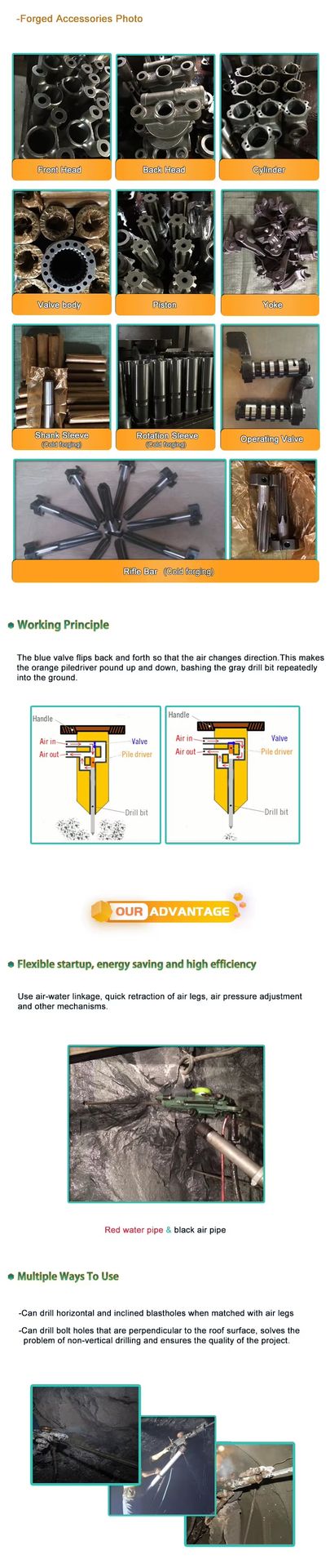 Good Quality Mining Drilling Rig Pneumatic Hand Rock Drill Jack Hammer Prices Y26 for Concrete Stone Works and Mine Construction