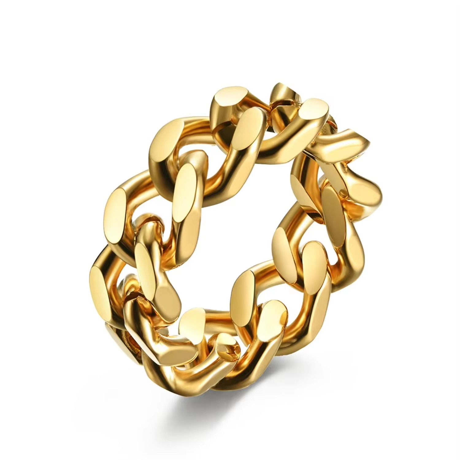 Vintage 14K Gold Plated Stainless Steel Wedding Ring Classic Band Durable Hypoallergenic Anniversary Engagement Gift Party