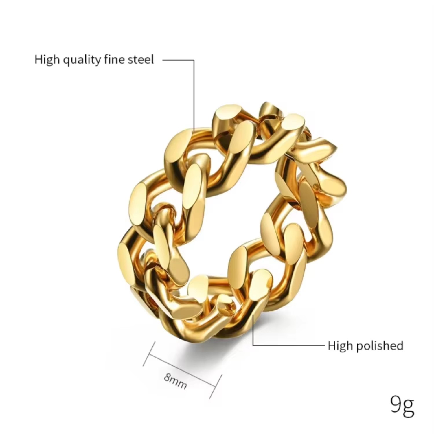 Vintage 14K Gold Plated Stainless Steel Wedding Ring Classic Band Durable Hypoallergenic Anniversary Engagement Gift Party