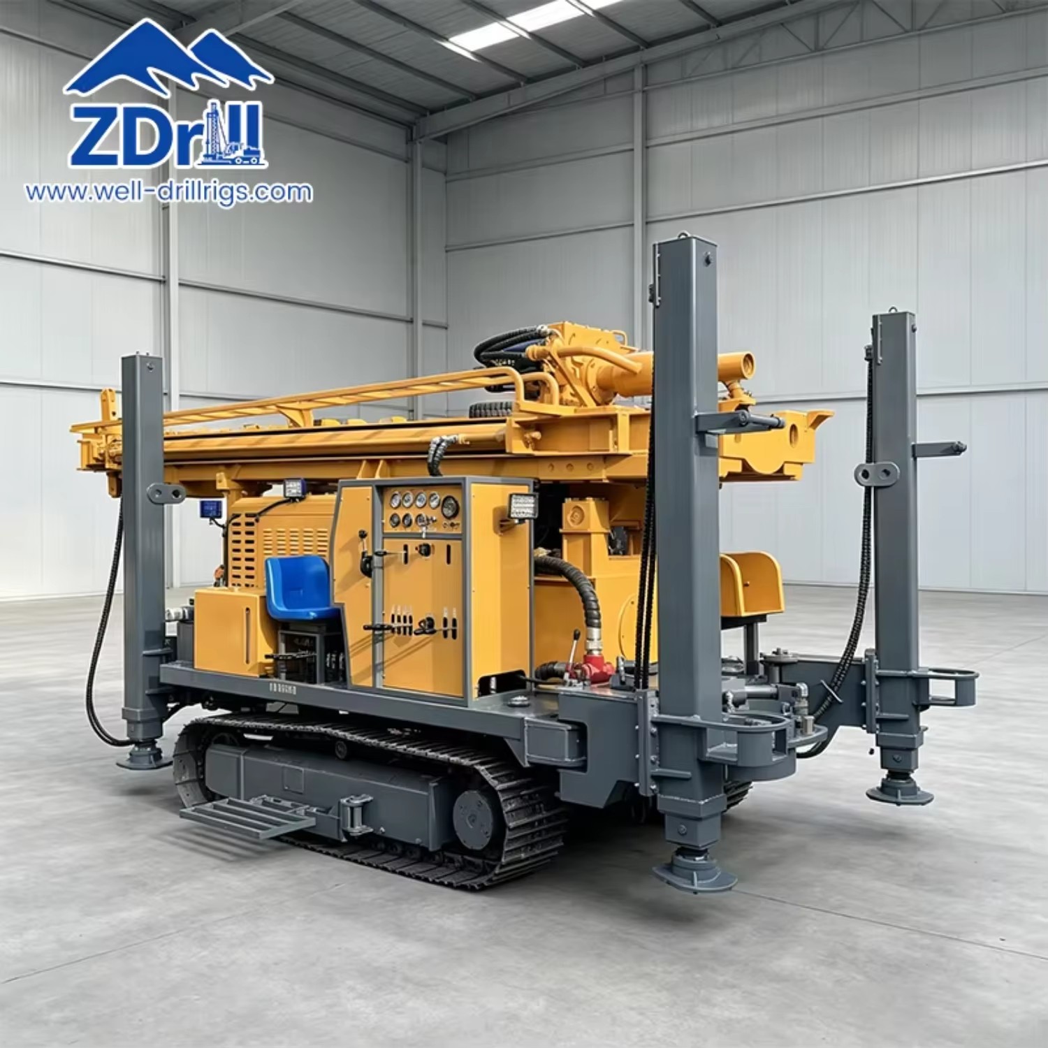 Multifunctional ZD1200 Hydraulic and Pneumatic Drilling Rig Crawler-type Water Well Drilling Rig
