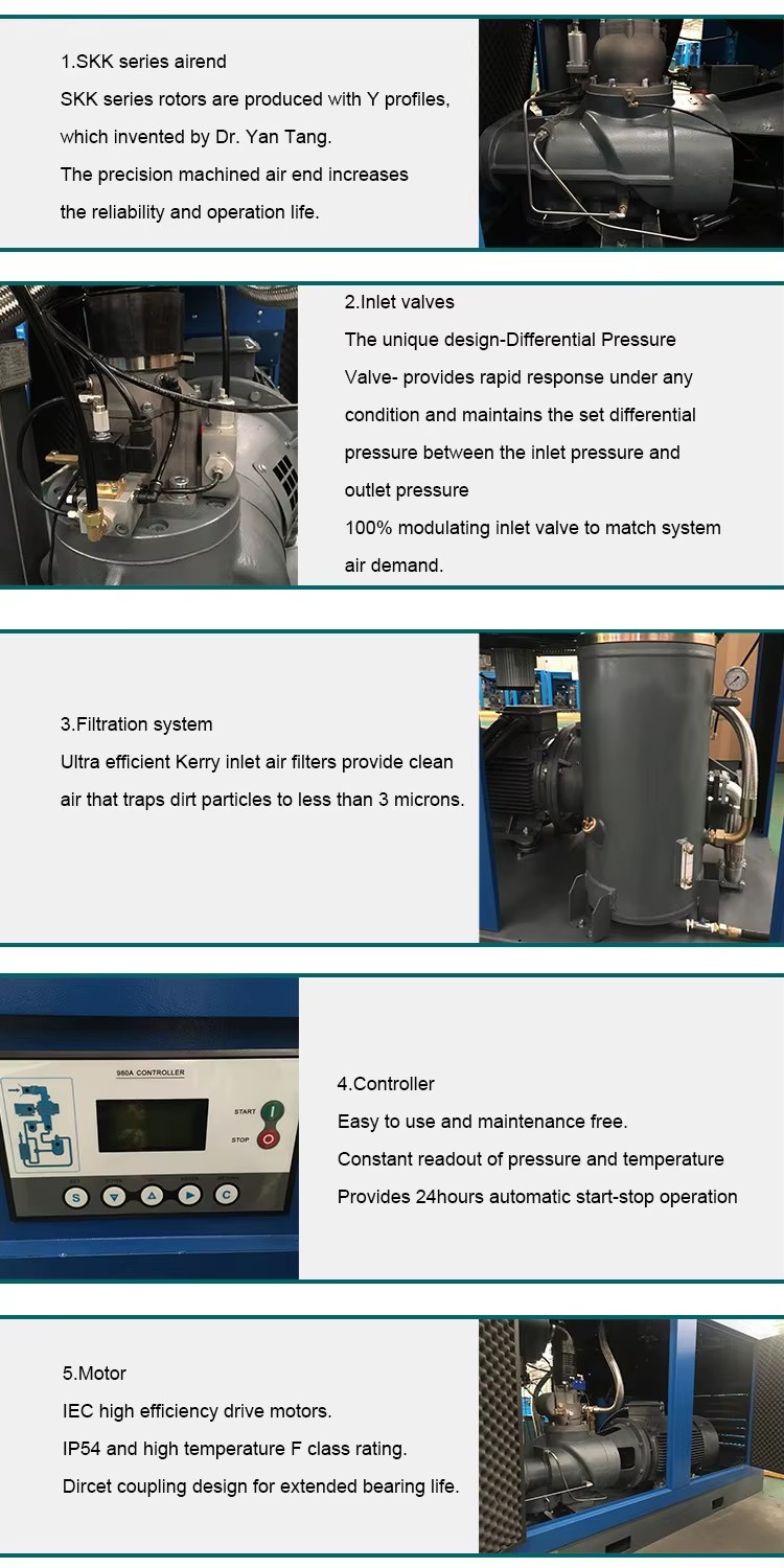 Good Sale Model Oil Inject Silence Energy Saving Motor 50HP 37kw Inverter Screw air Compressor