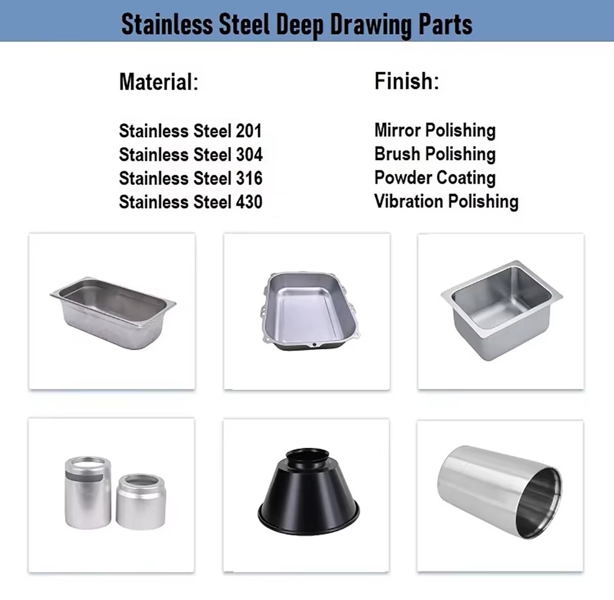 YW Hardware Custom Sheet Metal Deep Drawing Stainless Steel Aluminum Pan Sleeve Shell Cup Metal Stamping Parts Tray Box