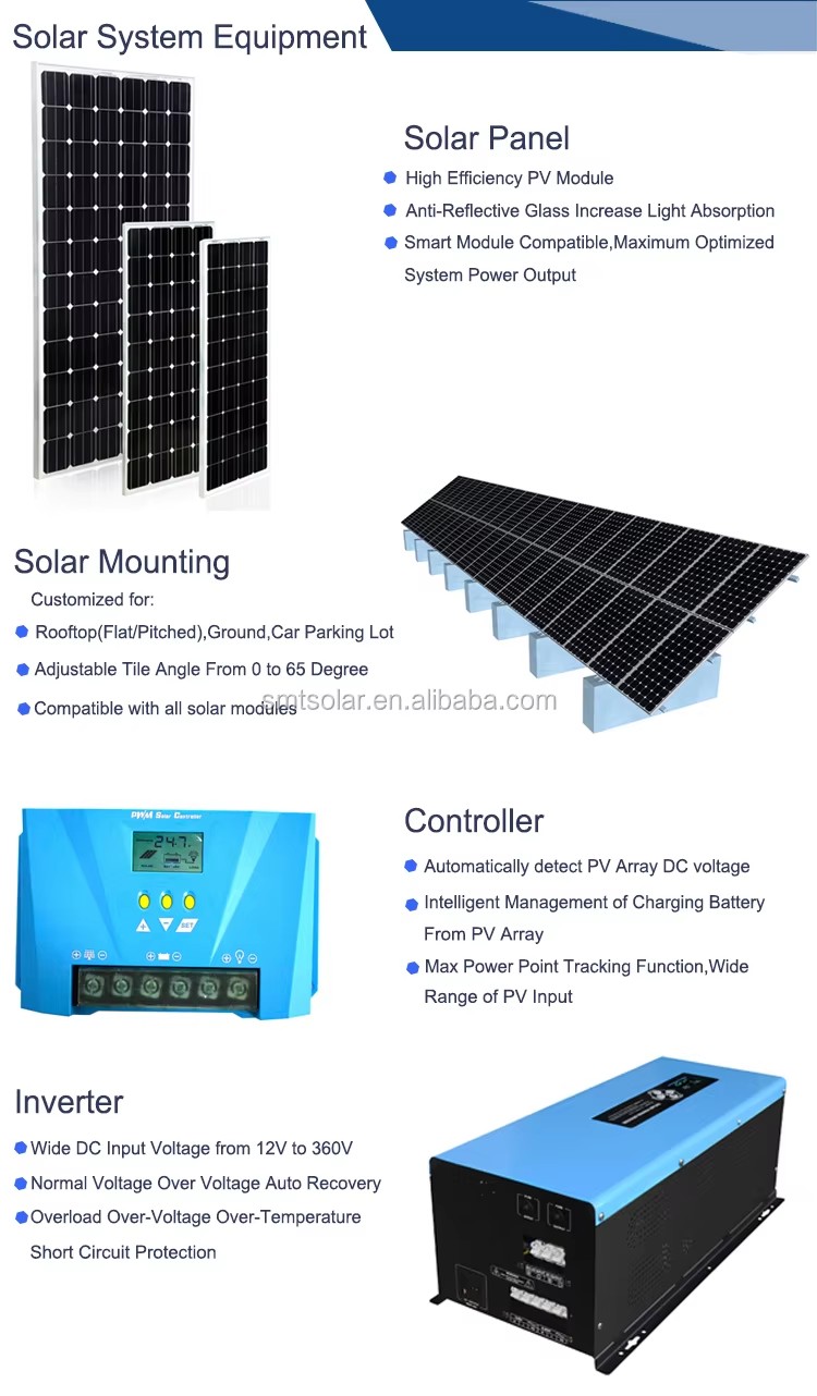 Solar Power Home Use 5kw 10kw 15kw on Grid Solar Electricity Generating Solar Energy Product
