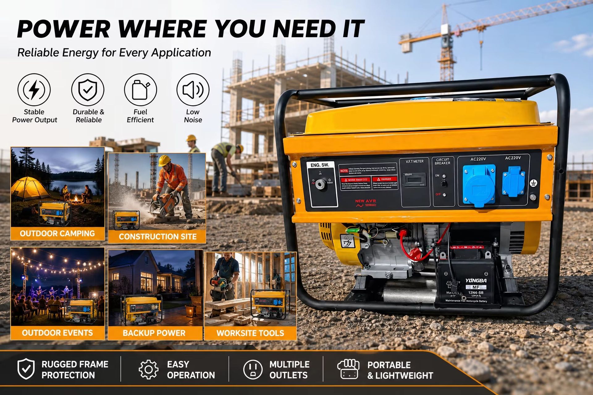 7.5KW/8.0/8.5KW Eco-Friendly Mini Generator Petrol Generator AC Electric Starting Construction Electric Generator for Home
