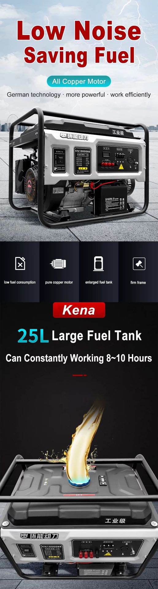 3-Phase 7000 Watts Gasoline Light Plant Generador for Home / 220V AVR 380V 10kVA Electric 4 Pole 3 Phase Petrol Generator