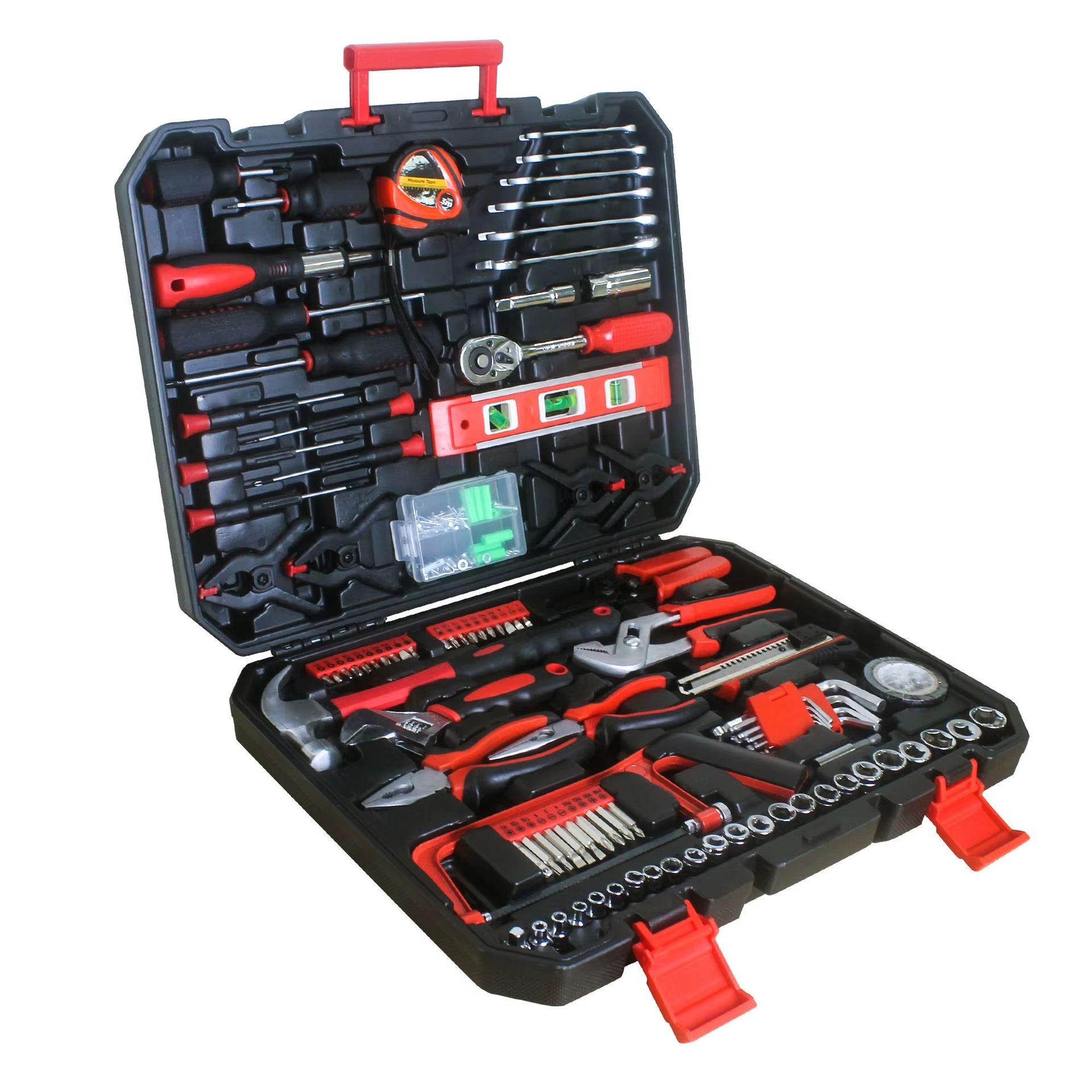 238Pcs Hand Tool Set with Adjustable Wrench in Black Toolbox Comprehensive Kit for Home Repair and Maintenance Model D0100H7W0HT