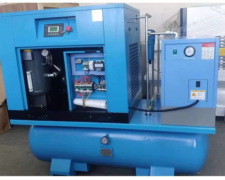 Energy Saving 11kW Oil-Free Air Mute Screw Air Compressor Dryer 300 Liter Tank All-in-One Unit Featuring Motor Engine Bearing