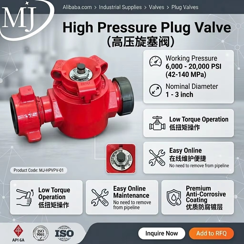 API 6A 2" Fig1502 15000 PSI High Pressure Low Turque Plug Valve for Oilfield Pipeline Control