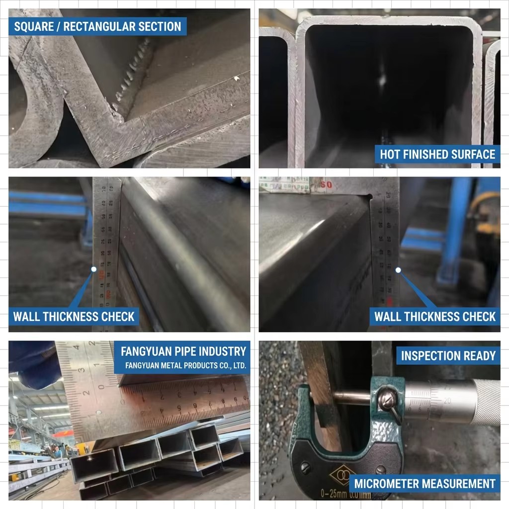 EN10210 S355J2H Hot Finished Seamless SHS RHS Carbon Steel Hollow Section for Engineering Projects