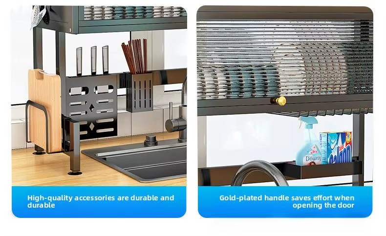 Multi-Functional Double Modern Steel Dish Drying Storage Organizer Rack Kitchen Sink Cabinet Drain Shelf Stand Cleaning Tools
