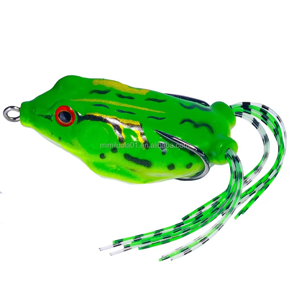 Wholesale FO072 6.3cm 12.4g Artificial Soft Baits Top Water Frog Fishing Lures with Long Skirts Tail
