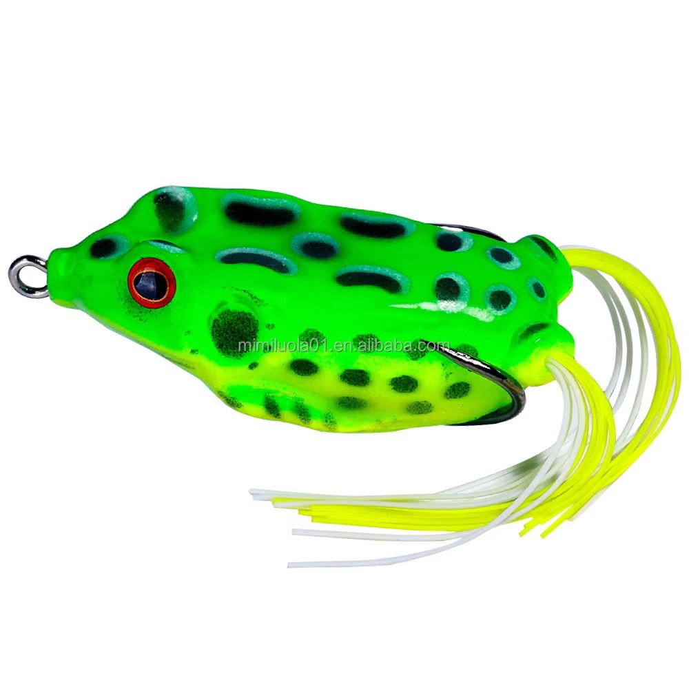 Wholesale FO072 6.3cm 12.4g Artificial Soft Baits Top Water Frog Fishing Lures with Long Skirts Tail