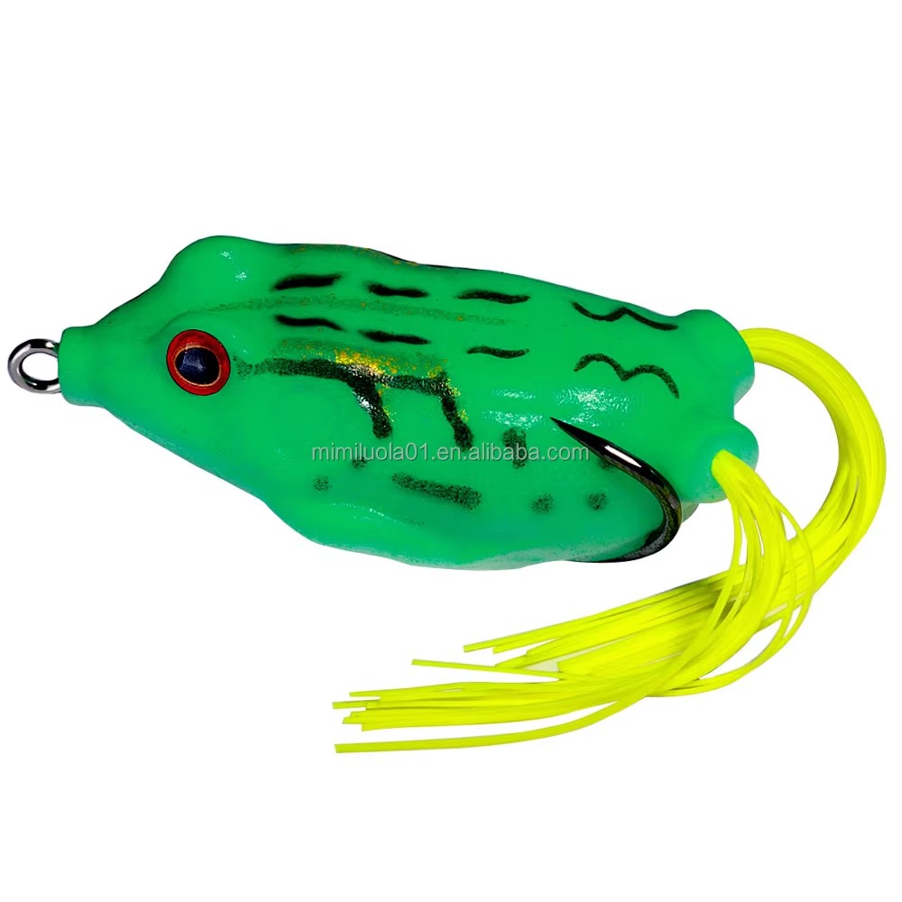 Wholesale FO072 6.3cm 12.4g Artificial Soft Baits Top Water Frog Fishing Lures with Long Skirts Tail