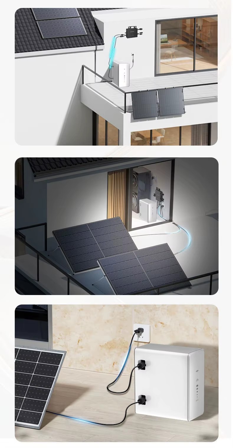 Mini 1000W Monocrystalline Solar Power System for Balcony with Inverter Battery Storage Plug and Play 220V Output