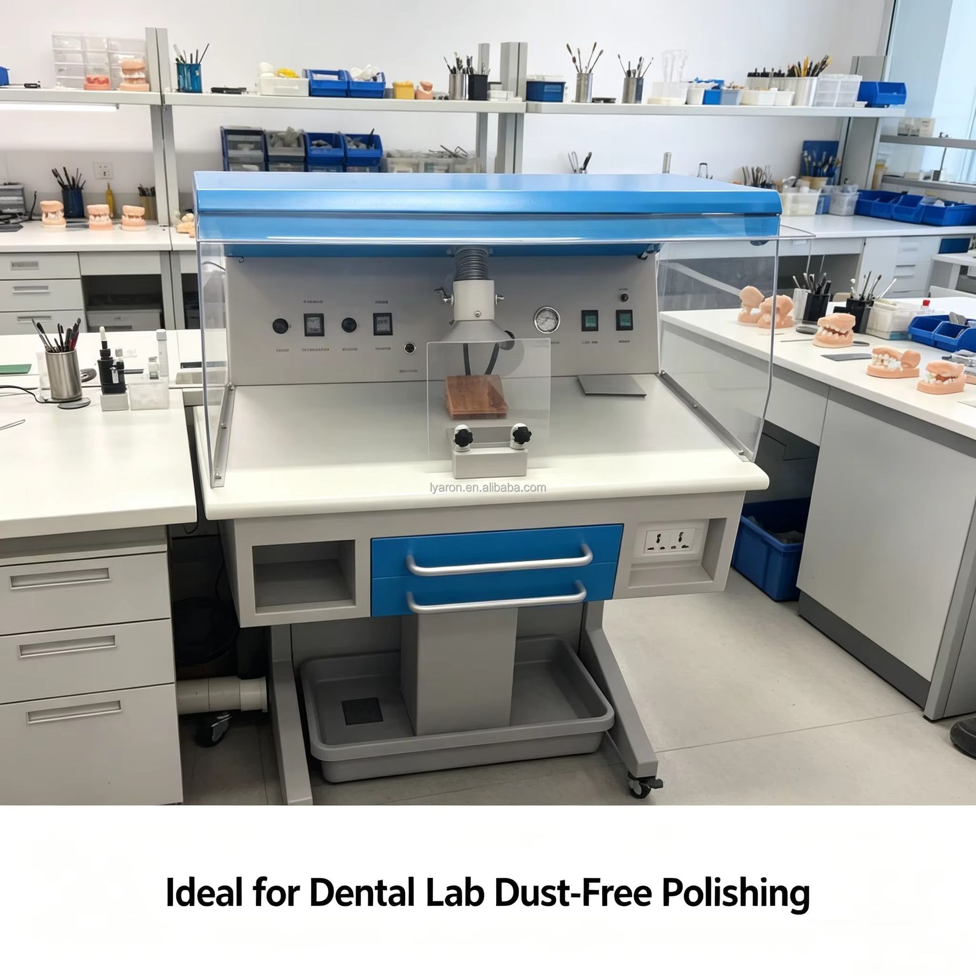 Dental Lab Workstation Dual-suction Dust-free for Dental Technician Polishing Work