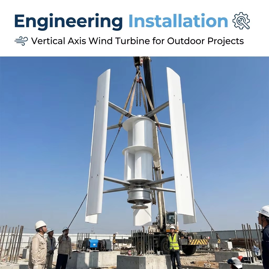 OEM 5KW Vertical Axis Wind Turbine High Power Low Start Wind Speed Outdoor Off Grid Wind Generator