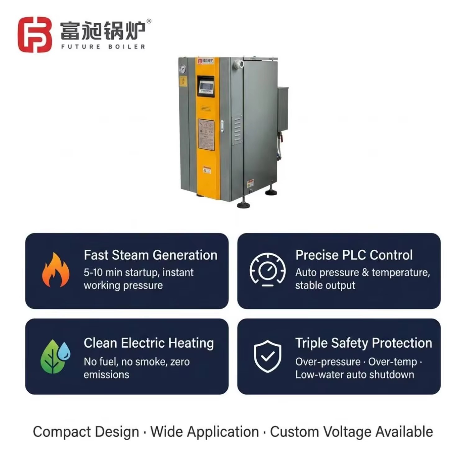 50kg/h Vertical Industrial Steam Generator FoodGrade Steam Generator Food Processing Beverage Meat Sterilization Yuanda Supplier