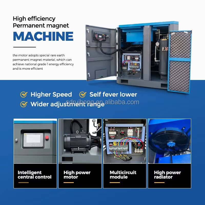 7.5KW 11KW 15KW Energy Saving Portable Air Cooled 4-in-1 All in One Screw Fixed Speed Air Compressor