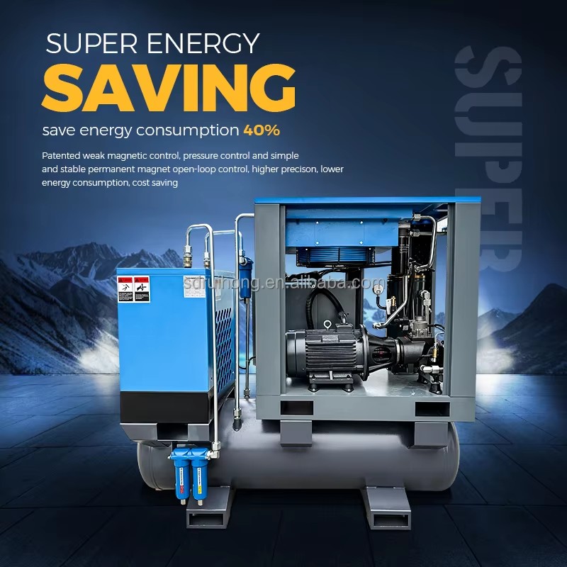 7.5KW 11KW 15KW Energy Saving Portable Air Cooled 4-in-1 All in One Screw Fixed Speed Air Compressor