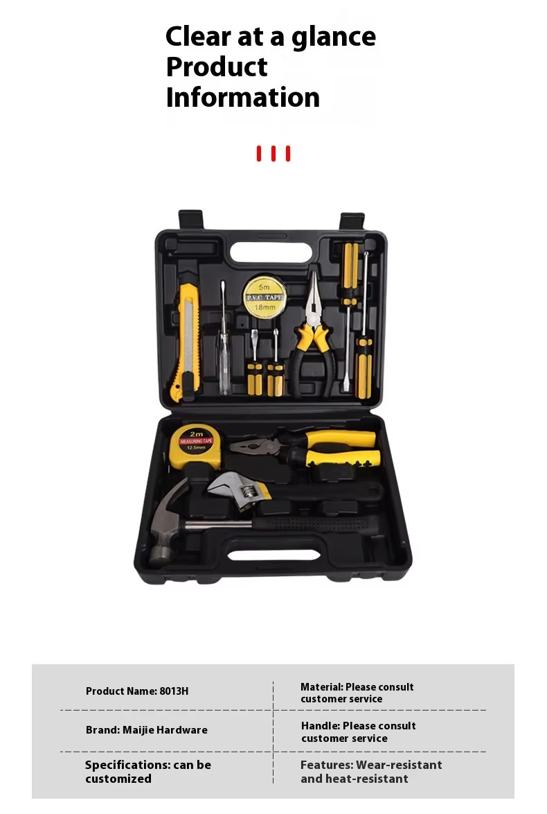 Customizable Carbon Steel Hand Tools Set Household Toolbox OEM Supported Hardware Tools Direct From Manufacturers