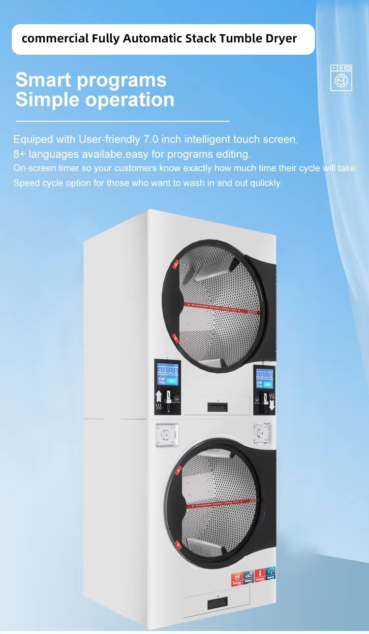 High Efficiency Fully Automatic Commercial Laundry Dryer Industrial Clothes Drying Machine Stable Energy Saving for Laundromat
