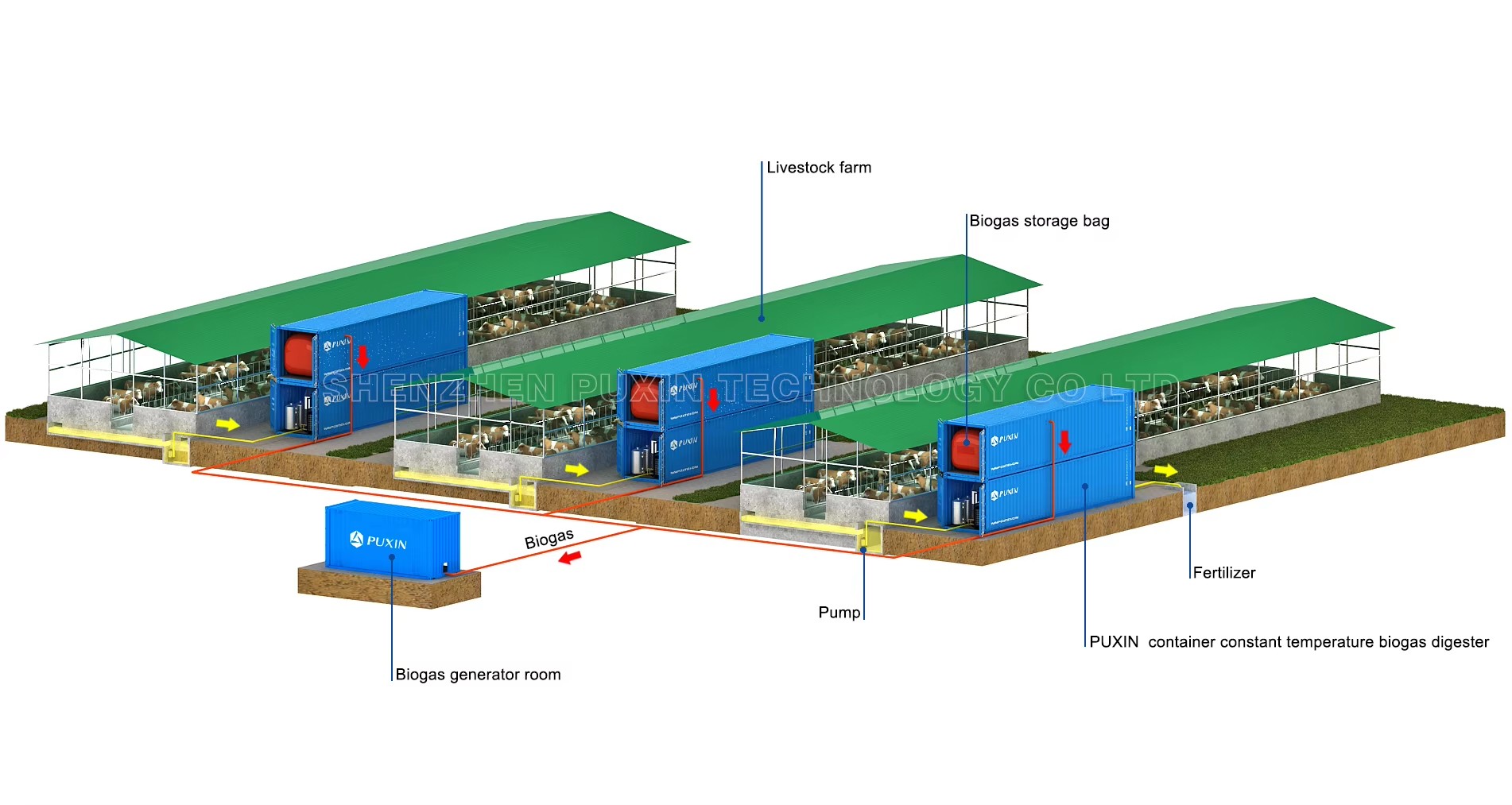 Transfer Livestock Farm Waste Into Energy Electricity 20FT Containerized Biogas Power Plant with 60% Methane 12m3 Capacity