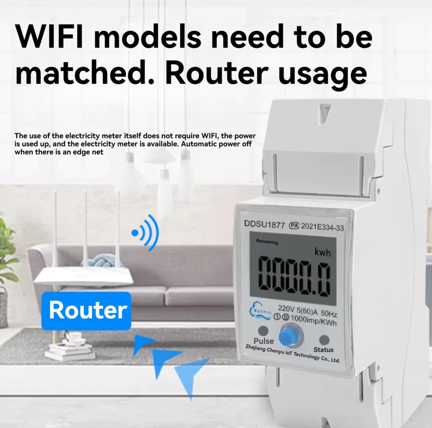 WiFi/4G//Rs485 Single Phase Smart Electricity/Energy Power Meter for Home with Remote Prepaid 220V Sub Meter