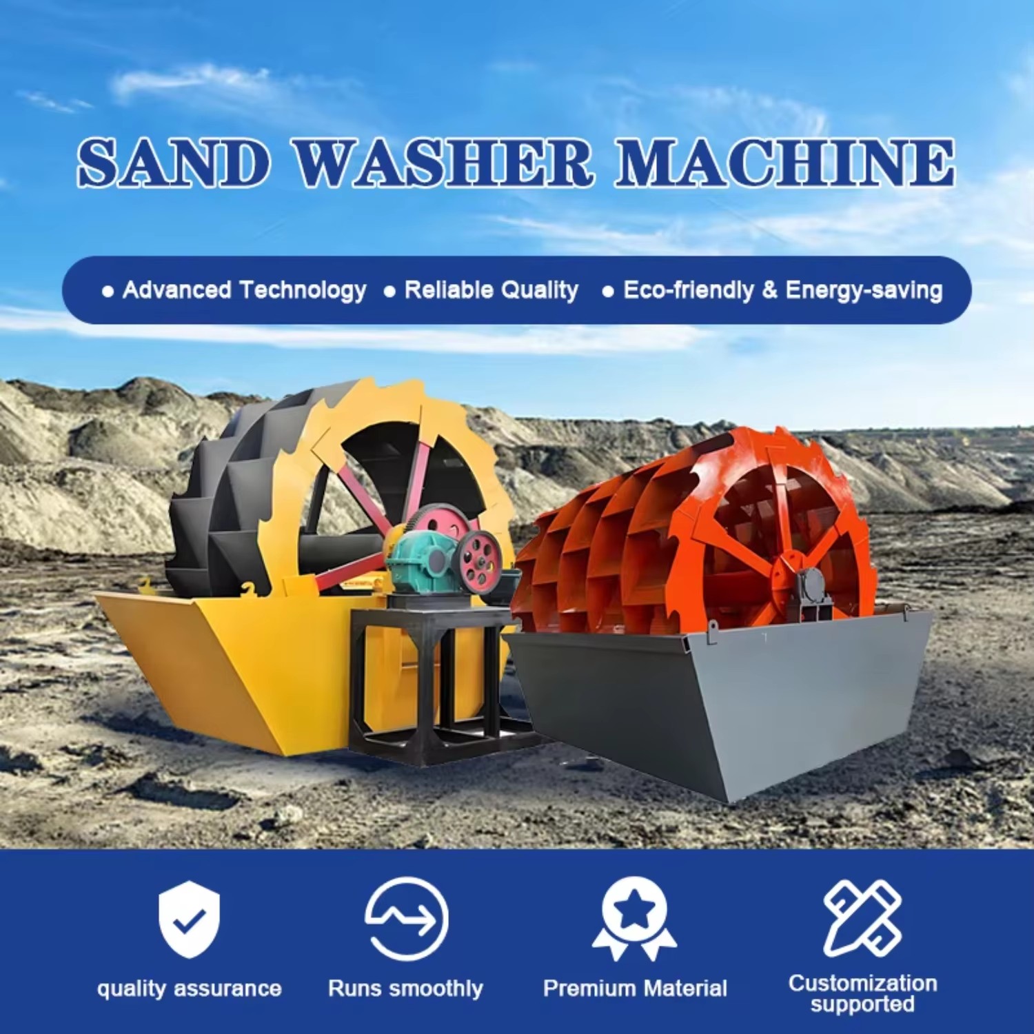 Reasonable Structure Rock Sand Cleaning Machine Sand Washer with AC Motor 18.5 kW 80-150T/H Capacity 10 Feeding Size