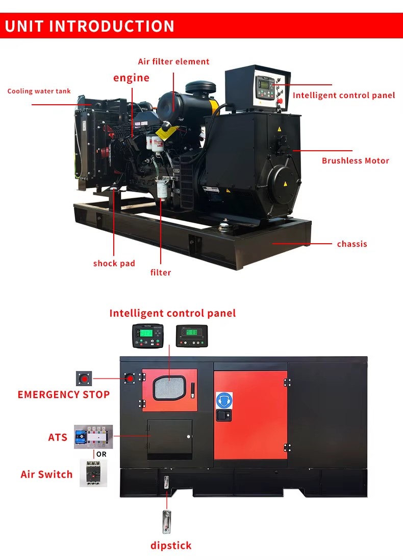 Three-phase Alternator Silent Diesel Generator 20kva 30kva 40kva 50kva 60kva 80kva 100kva 200kw 300kw 1800 RPM Factory