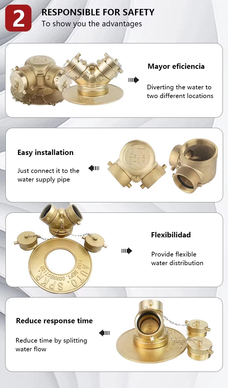 Manufacturer Double Clapper Type Brass Fire Department Siamese Connection Valve