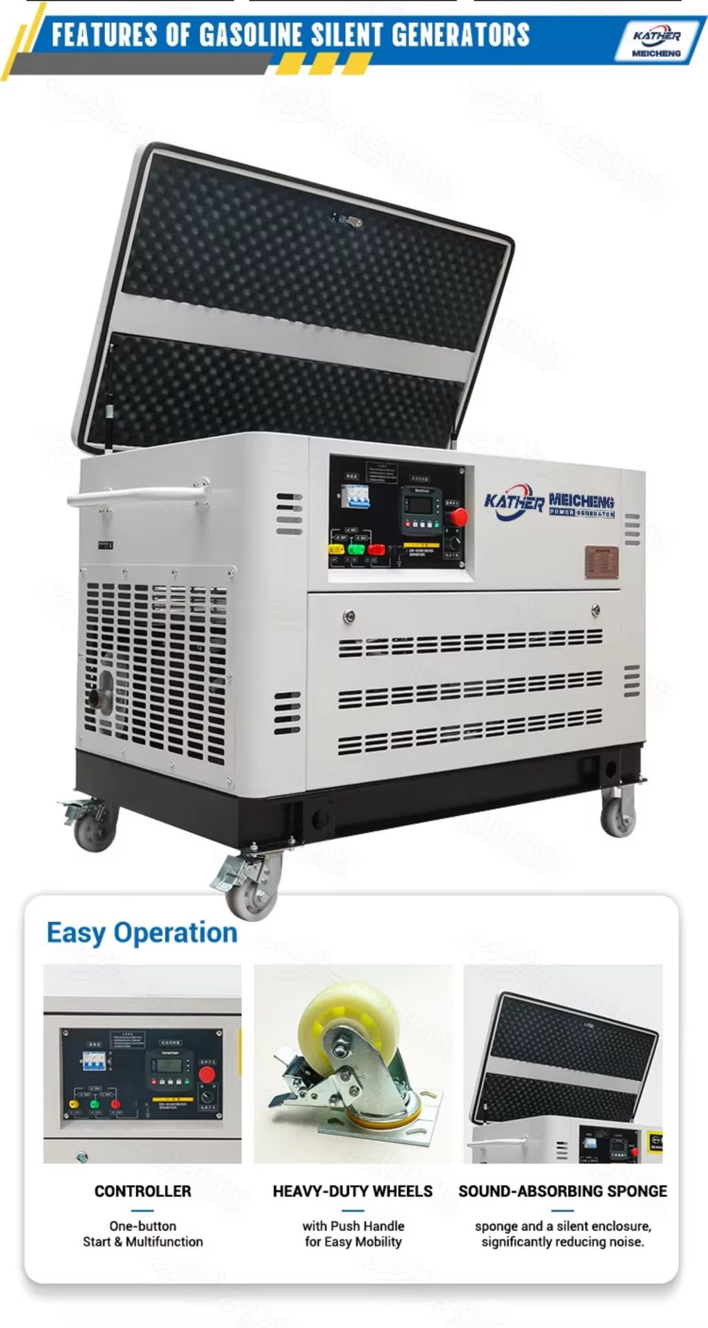 3/5/7/8/10/12KVA Silent Gasoline Generator Set Single/Three Phase Mini Gasoline Power Generator Household Generadores a Gasolina