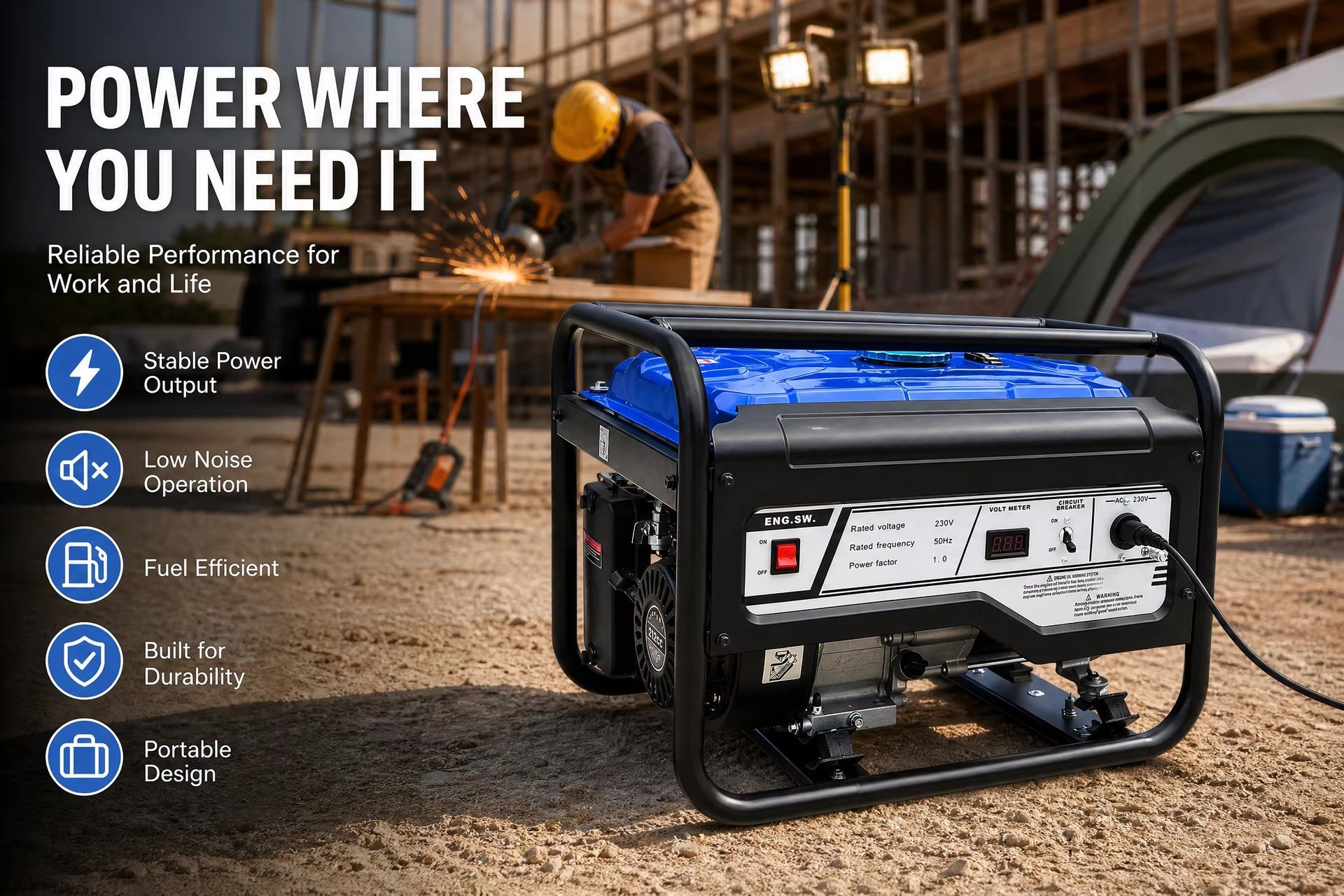 2.0KW/2.2/2.5KW Portable Mini Generator Petrol Generator dynamo AC Electric Starting Construction Electric Generator for Home